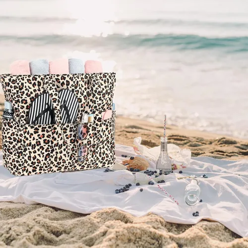 Miniatura 6 de Bolsa de playa y piscina para mujer, grande, bolsa de gimnasio con compartimento húmedo para viajes, impermeable