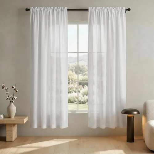 Miniatura 51 de Mrs.Naturall - Cortinas transparentes con bolsillo para barra de 36x63 pulgadas de lino mezclado negro
