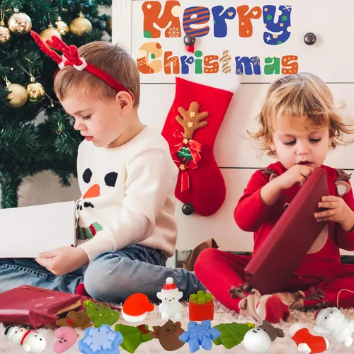 Miniatura 5 de Juguetes esponjosos de Navidad Mochi Squishy, 30 piezas de juguetes de Navidad para niños, recuerdos de fiesta de Navidad, rellenos de calcetines