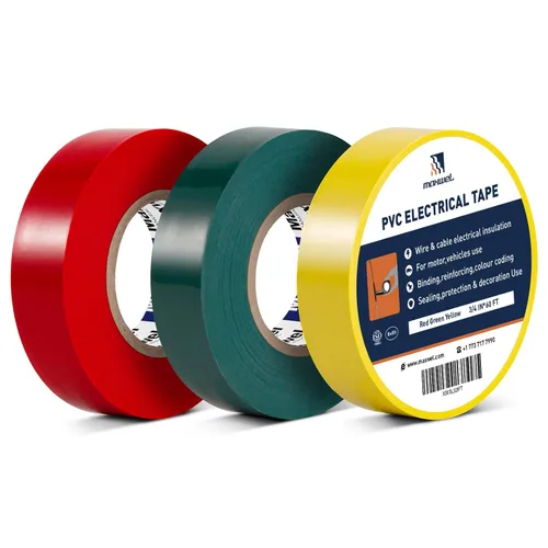 Miniatura 8 de Cinta eléctrica amarilla de vinilo – 3/4 pulgadas 60 pies, cinta eléctrica de PVC ignífuga, resistente al agua, clasificada hasta 600V, grado