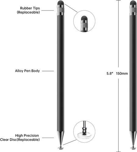 Miniatura 2 de Bopomofo Stylus (5 unidades), lápiz capacitivo 2 en 1 para pantalla táctil, alta precisión y sensibilidad, adecuado para tabletas