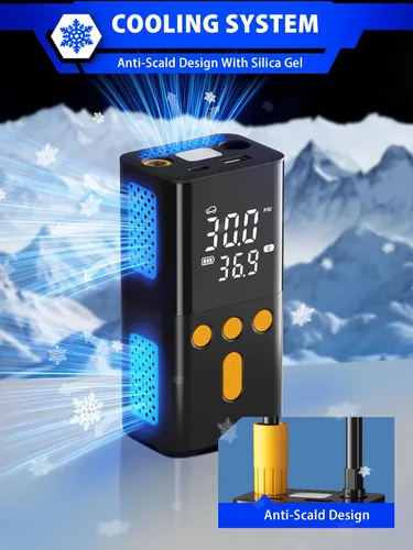 Miniatura 6 de Bomba de Aire Portátil para Neumáticos de Coche 150 PSI, Bomba de Neumáticos para Coche 4 Veces Más Rápida con Pantalla Digital de Valores Duales