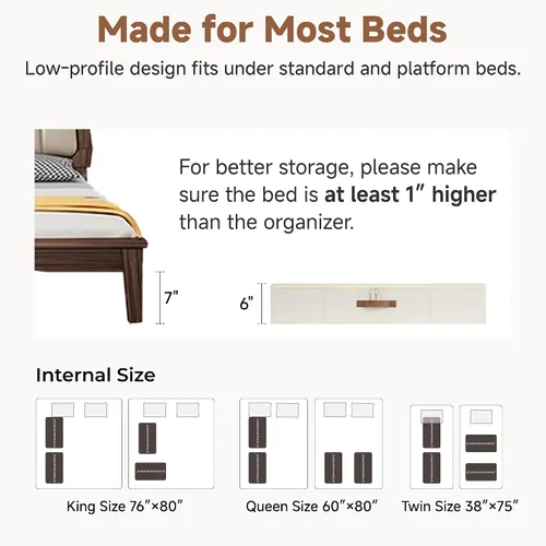 Miniatura 6 de StorageWorks Almacenamiento debajo de la cama con tapa, paquete de 2 contenedores de almacenamiento debajo de la cama para ropa, ropa de cama y Beige