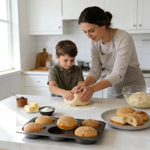 Miniatura 7 de 2 moldes para magdalenas con tapa, antiadherente de 3.6 pulgadas, molde recto para magdalenas para 6 tazas, molde para panecillos de hamburguesas 2