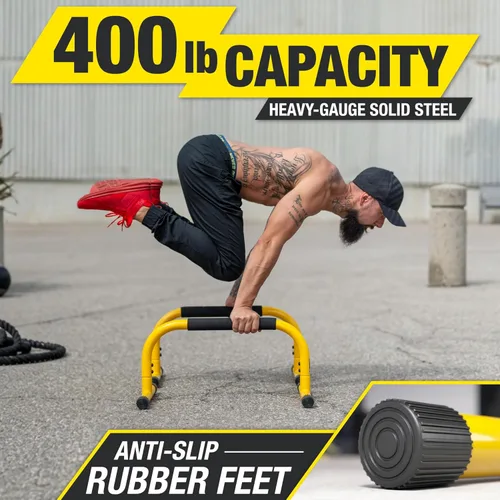 Miniatura 6 de Lebert Parallette Bars - Equipo de entrenamiento de peso corporal resistente para inmersiones, flexiones, sesiones en L y entrenamientos de núcleo