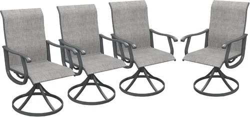 Miniatura 36 de VICLLAX Juego de 2 sillas de comedor giratorias para patio, sillas de exterior de tela de malla de textileno acolchada con reposabrazos para porche