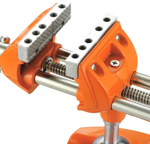 Miniatura 8 de MAXMAN Tornillo de banco de abrazadera con poste universal, tornillo de banco de carpintería, acero fundido resistente de 360°, tornillo de Naranja