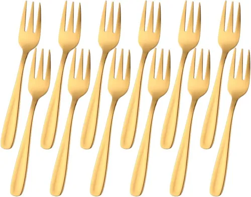 Baikai - Juego de 12 tenedores para aperitivos, de acero inoxidable 18/10, con acabado de acero inoxidable, para cóctel, mini ensalada y fruta, 5.5