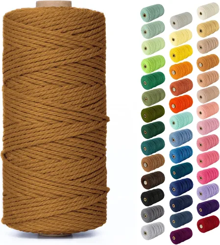 Miniatura 23 de Nook Theory - Cuerda de macramé de 3 mm, 220 yardas de cuerda de algodón, hilo de 4 mm y 5 mm, cuerda para manualidades, perfecta para colgantes