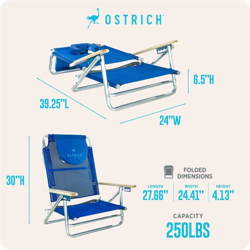 Miniatura 3 de Ostrich SBSC-1016B South Beach Silla de arena, azul
