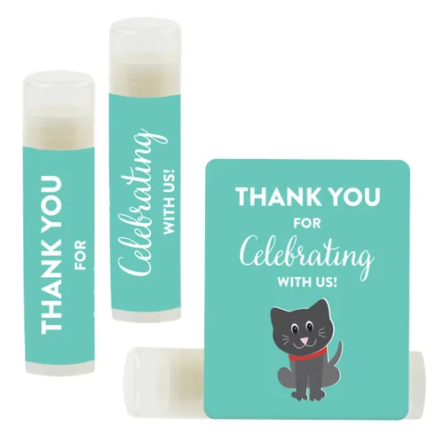 Miniatura 58 de Andaz Press Bálsamo labial para fiesta de cumpleaños, agradecimiento por celebrarnos con nosotros, animales del bosque, zorro y ciervo, paquete