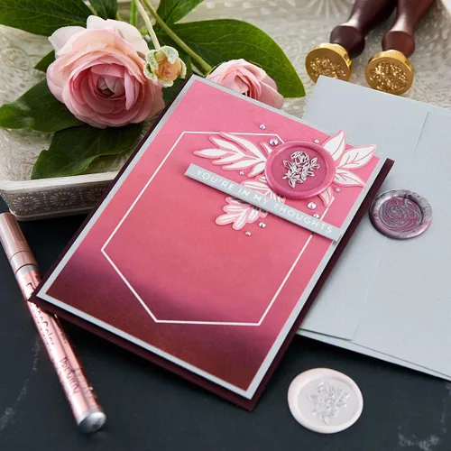 Miniatura 7 de Sealed by Spellbinders - Paquete de 5 sellos de cera y asas - Forever Rose, Mystic Butterfly, Mandala, Love You Heart, círculo sólido de 1 pulgada