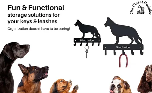 Miniatura 8 de Soporte para llaves de bulldog inglés para pared, pequeño de 6 pulgadas de ancho con 5 ganchos, fabricado en Estados Unidos; para amantes