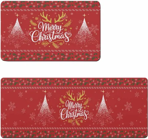Tapete de baño rojo de Navidad para bañera, antideslizante, secado rápido y absorbente, tierra de diatomeas, fregadero de cocina, lavable, tapete de