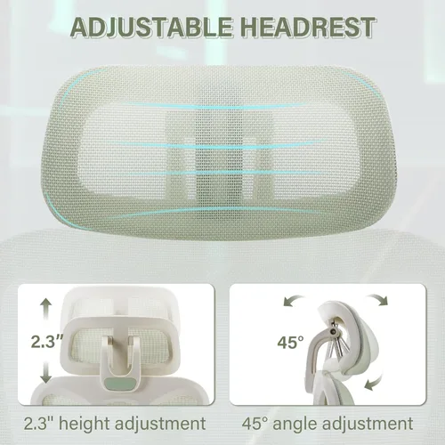 Miniatura 6 de Silla de oficina ergonómica de malla con reposapiés retráctil, silla de computadora con respaldo alto, soporte lumbar, reposabrazos y reposacabezas