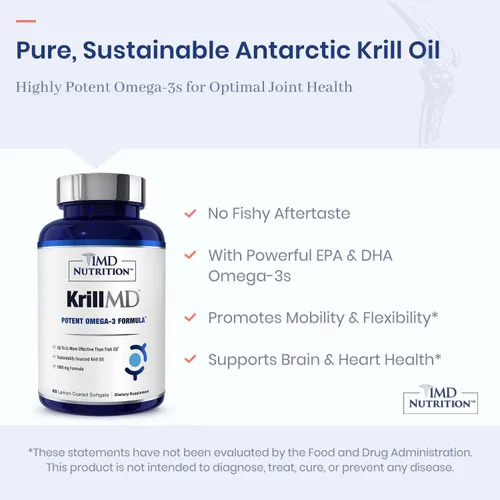 Miniatura 4 de 1MD Nutrition KrillMD - Suplemento omega 3 de aceite de krill antártico con astaxantina, EPA, DHA 2 veces más eficaz que el aceite de pescado 60