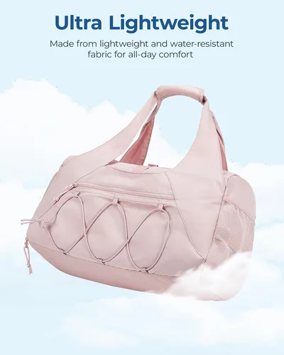 Miniatura 6 de BAGSMART Bolsa de gimnasio para mujer, bolsa de lona ligera con compartimento para zapatos, bolsa de mano con bolsillo húmedo para viajes de yoga