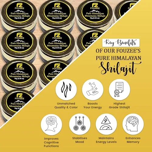 Miniatura 8 de FOUZEE Shilajit Pure Himalayan Mountains - 77% + consistencia dura auténtica de ácido fúlvico, fuente natural de ácido fúlvico, más de 85 minerales