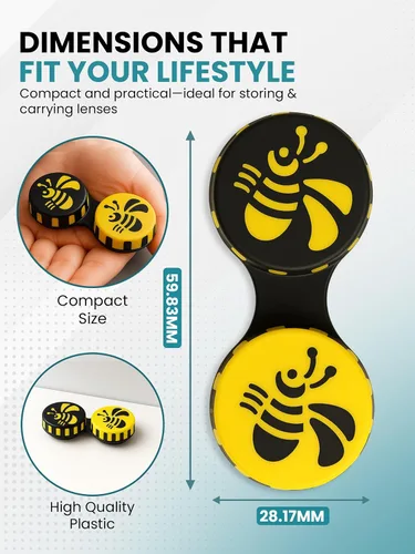Miniatura 5 de SPORTS WORLD VISION Estuches de lentes de contacto divertidos de temporada Bee Cute Screw Top Almacenamiento de viaje Caja de lentes de contacto L/R