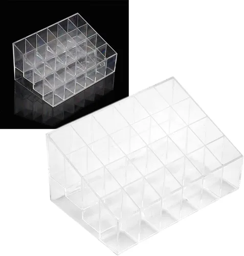Miniatura 4 de Haofy 24 rejillas transparentes para lápiz labial, organizador de maquillaje y cosméticos, caja de almacenamiento de maquillaje, esmalte de uñas
