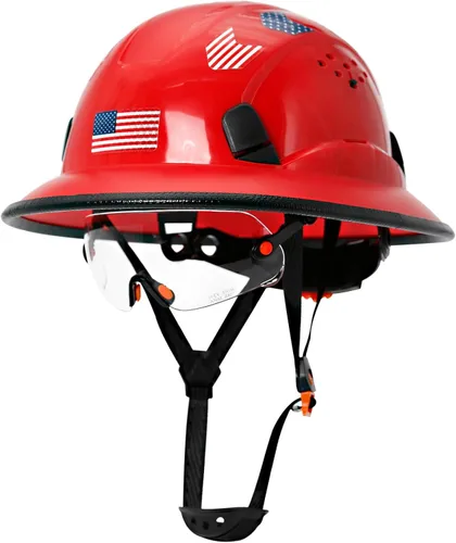 Cascos De Construcción de ala completa Cascos de seguridad aprobados por OSHA con visera transparente - Casco de seguridad de construcción ventilado