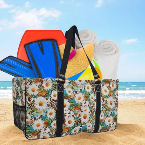 Miniatura 165 de NGIL Bolsa de comestibles reutilizable extra grande plegable de gran tamaño para comestibles, almacenamiento, picnic, playa, Bronco-negro occidental