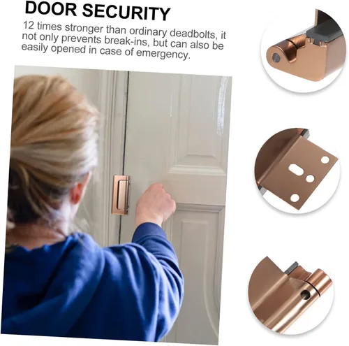 Miniatura 8 de Housoutil Cerradura a prueba de niños del refuerzo de puerta de la cerradura de puerta fácil instalar el perno de aluminio de la bisagra de Brown