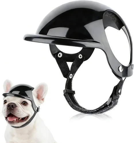 LESYPET Casco para perro para perros pequeños, casco de motocicleta ajustable para perros con diseño de agujero para las orejas, ideal para montar