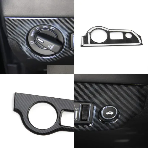 Miniatura 2 de Adhesivo de panel de botón de interruptor de faro de fibra de carbono para Dodge Charger 2011+/ Chrysler 300 2015-2021