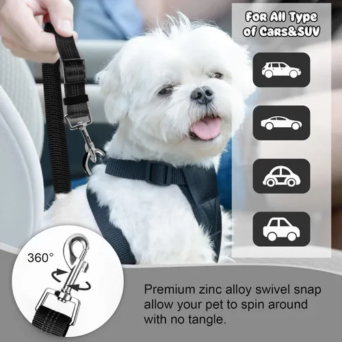 Miniatura 5 de BWOGUE Arnés de cinturón de seguridad para mascotas, cinturón de seguridad ajustable para reposacabezas de coche, arnés de cinturón de seguridad