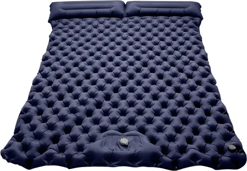 Miniatura 9 de Ergocar Colchoneta de dormir para camping, almohadilla inflable gruesa con almohada, bomba integrada, colchón inflable ligero para acampar con tela