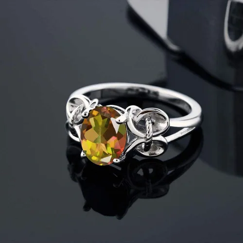 Miniatura 16 de Gem Stone King Anillo de compromiso ovalado con piedra natal para mujer, plata de ley 925, ovalado de 0.354 x 0.276 in, anillo de compromiso