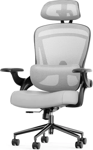 Sweetcrispy Silla de escritorio ergonómica de oficina ejecutiva, sillas de malla para el hogar de 300 libras con ruedas, reposacabezas 2D, soporte