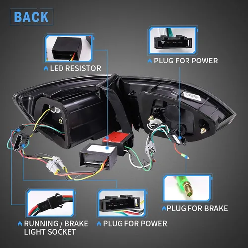 Miniatura 7 de VLAND Luces traseras LED compatibles con Jetta Sagitar 12-14 2011-2014 (no compatible con GLI y versión LED), conjunto de lámpara trasera LED Humo