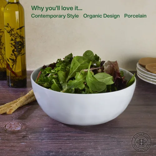 Miniatura 3 de Everyday White by Fitz and Floyd Organic Serve Bowl, 9 pulgadas, capacidad de 72 onzas líquidas, blanco