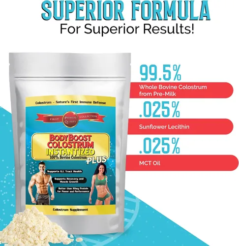 Miniatura 3 de BodyBoost Calostro instantáneo, 100% calostro bovino, suplemento de refuerzo inmunológico con inmunoglobulina y lactoferrina, súper alimento