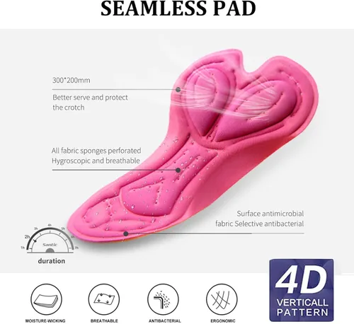 Miniatura 5 de Santic Pantalones cortos de ciclismo con acolchado para mujer, entrepierna de 5 pulgadas, ropa interior atlética corta con cintura cruzada