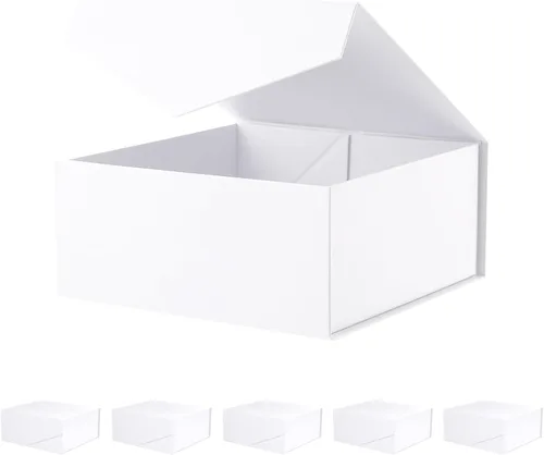 Miniatura 18 de BLK&WH Caja de regalo de 9 x 6.5 x 3.8 pulgadas, caja de regalo negra, caja de padrino, caja plegable con tapa de cierre magnético para embalaje