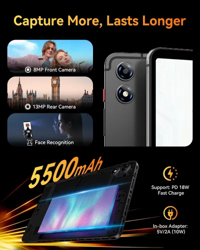 Miniatura 9 de Tablet Android 16 de 8.4 pulgadas con Gemini AI, Unisoc T7300 Octa-Core 24 (8+16) GB RAM 128GB ROM 2TB TF, FHD 90Hz BPad T1, cámara de 13MP 4G LTE