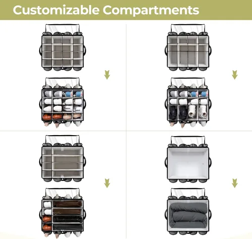 Miniatura 5 de Organizador de zapatos para armario, solución de almacenamiento de zapatos con cubierta transparente y separadores ajustables, caja de zapatos