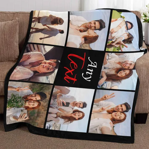 Miniatura 4 de YESCUSTOM Manta personalizada con texto fotográfico, manta personalizada con mis propias imágenes para Navidad, familia, mamá, papá, perro