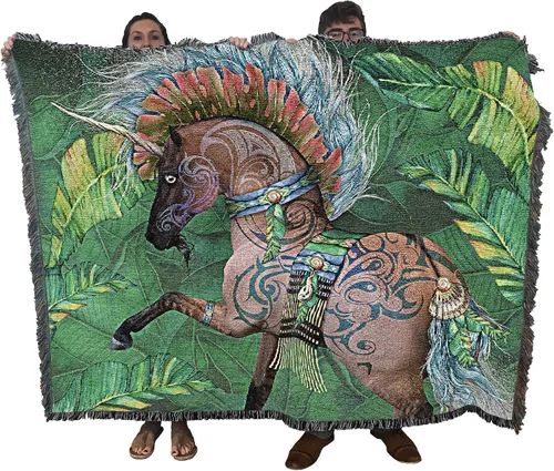 Miniatura 10 de Pure Country Weavers Manta Kachina de Laurie Prindle – Tapiz de regalo de unicornio de fantasía tejido de algodón – Fabricado en los Estados Unidos