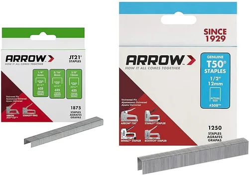 Arrow Paquete múltiple de grapas de alambre fino 21MP1 JT21 para pistolas de grapas y grapadoras, uso para tapicería, paquete 1875 y Arrow 508 Heavy