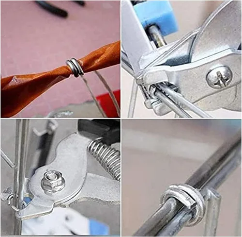 Miniatura 6 de 600 alicates de anillo de uñas tipo M, clavos de acero galvanizado, abrazadera de jaula multifuncional, alicates de anillo de cerdo, grapas, plata