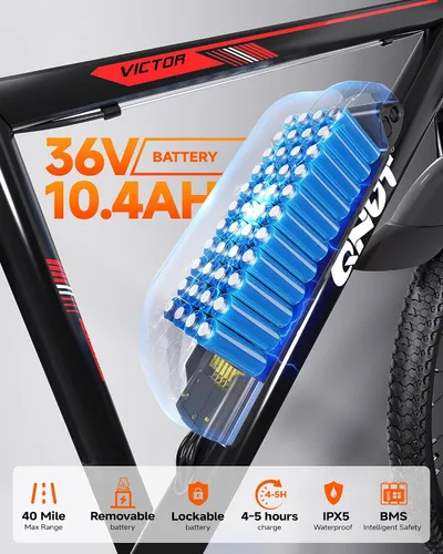 Miniatura 3 de Totem Bicicleta Eléctrica para Adultos, 750W Pico 26" Bicicleta Eléctrica para Hombres Mujeres Adolescentes con Batería 375WH, 21 Velocidades 20Mph