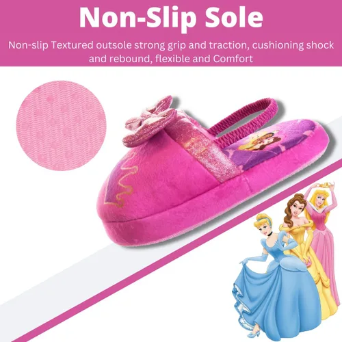 Miniatura 4 de Disney Girls Princess Slippers - Fuzzy Slippers Tangled, Little Mermaid, Beauty and the Beast (size 5-10 Toddlersize 11-12 Little Kid)