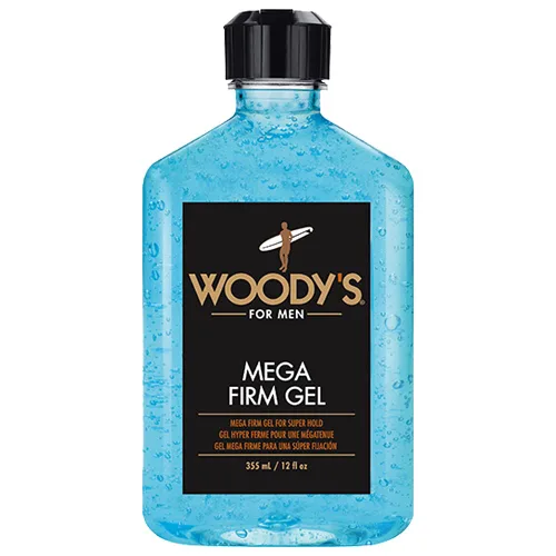 Woody's Gel para el cabello Mega Firm para hombres, fijación fuerte, sin alcohol, sin escamas, gel para el cabello de los hombres para un estilo de