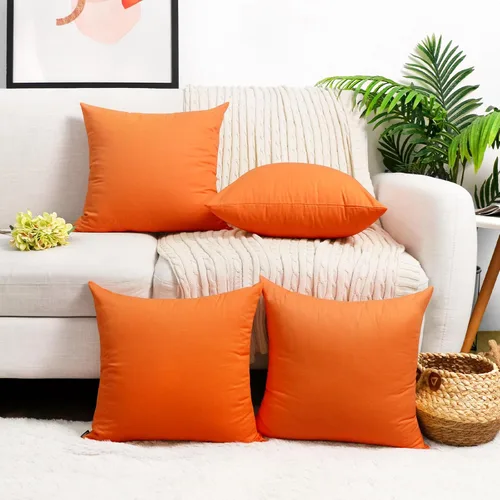 Miniatura 32 de Coddsmz Paquete de 4 fundas decorativas de 100% algodón para cojín cuadrado, funda de almohada de color liso para bricolaje, para sofá y dormitorio