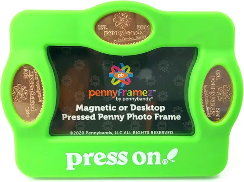Miniatura 2 de Pennybandz Pennyframez - Marco magnético para fotos de escritorio con capacidad para fotos de 3 x 2 pulgadas y tres de tus centavos prensados