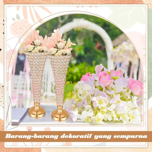 Miniatura 3 de Rtteri 4 jarrones de cristal de 20 pulgadas de alto para centros de mesa, boda, Navidad, jarrón de flores de trompeta de cristal metálico